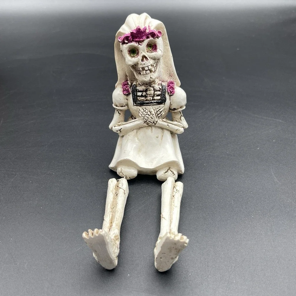 Halloween Skeleton Bride‎ Shelf Sitter Dangling Legs Day of the Dead Decor